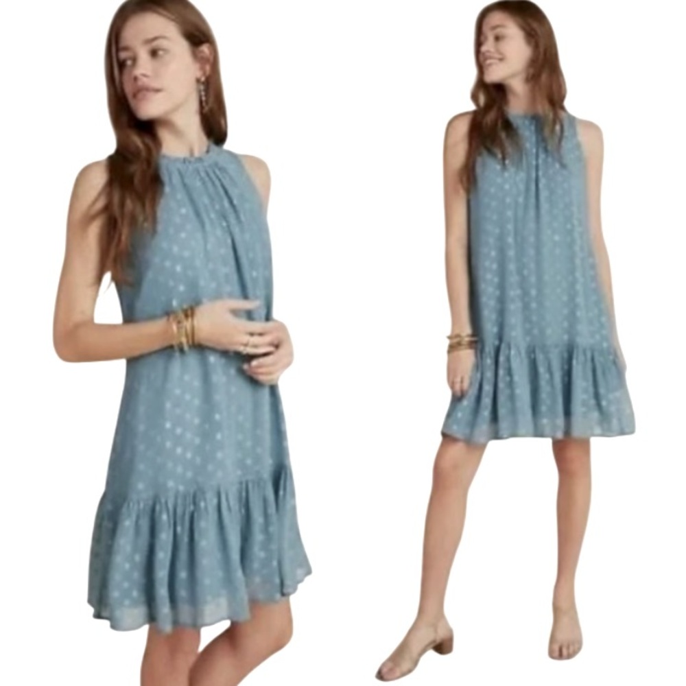 Anthropologie Natalie Flounced Tunic
Polka‎ Dot Metallic Sleeveless Dress - M